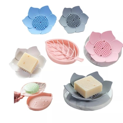 Moderno porta sapone da bagno con doppio strato di fiori e vassoio in silicone antiscivolo