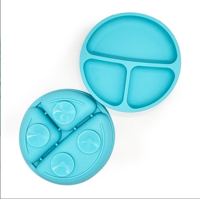 Piatto da pranzo per bambini in silicone antiscivolo senza BPA con tazza di aspirazione e materiale alimentare