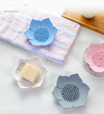 Moderno porta sapone da bagno con doppio strato di fiori e vassoio in silicone antiscivolo