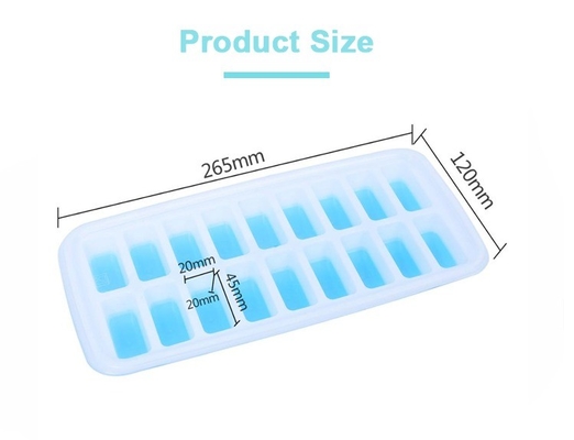 18 cavità Eco-friendly Silicone Ice Cube Tray Mold con coperchio rimovibile Materiale durevole