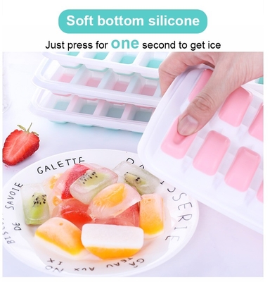 18 cavità Eco-friendly Silicone Ice Cube Tray Mold con coperchio rimovibile Materiale durevole