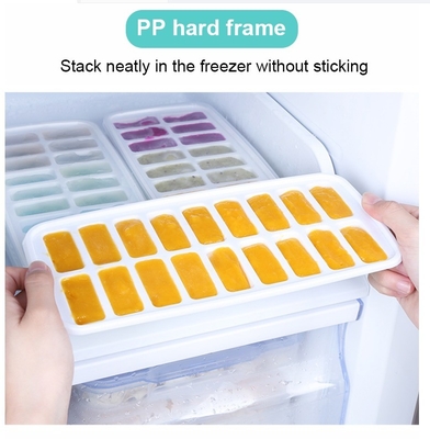 18 cavità Eco-friendly Silicone Ice Cube Tray Mold con coperchio rimovibile Materiale durevole