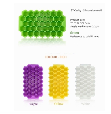 Fabbricanti di gelati sostenibili piatto a caldo pieghevole 37-cavità Honeycomb silicone Ice Tray con coperchio