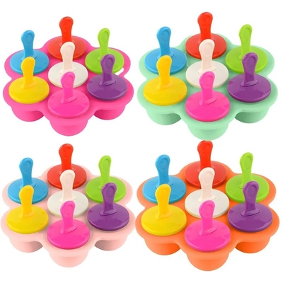 Classificazione alimentare Formica di ghiaccio in silicone 7 buchi Popsicle DIY Ice Cream Box Formica di ghiaccio in silicone