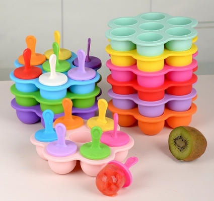 Classificazione alimentare Formica di ghiaccio in silicone 7 buchi Popsicle DIY Ice Cream Box Formica di ghiaccio in silicone