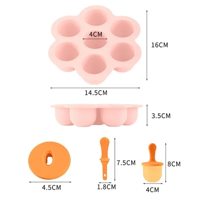 Classificazione alimentare Formica di ghiaccio in silicone 7 buchi Popsicle DIY Ice Cream Box Formica di ghiaccio in silicone