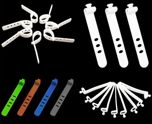 Parte stampata in gomma siliconica per stampaggio personalizzato MVQ per fascia per cavi regolabile multifunzionale
