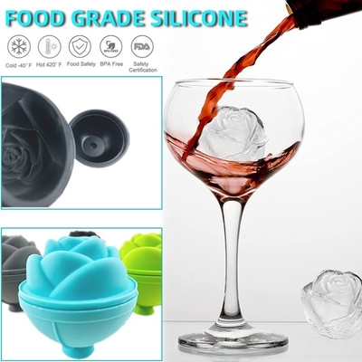 Strumenti per gelati Forma di fiore di rosa Forma di silicone muffa Cassa di ghiaccio Ghiaccio palla di ghiaccio Roller di ghiaccio silicone