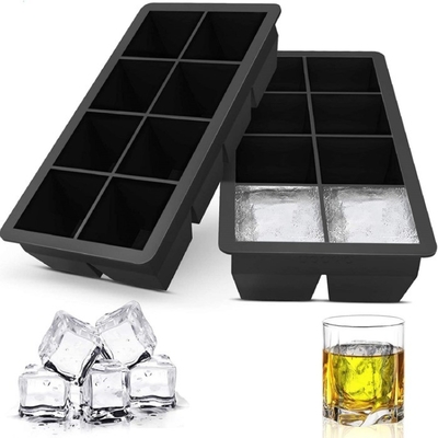 Stocked 4 6 8 cavità Silicone Ice Tray Mold con coperchio Grande forma quadrata Ice Cube Maker
