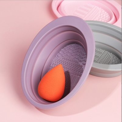 Stile sostenibile Pad di pulizia pieghevole in schiuma, spazzolino per il trucco in silicone, spazzolino per la pulizia della lavanderia