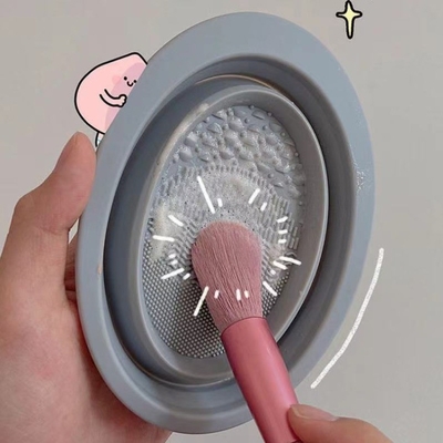 Stile sostenibile Pad di pulizia pieghevole in schiuma, spazzolino per il trucco in silicone, spazzolino per la pulizia della lavanderia