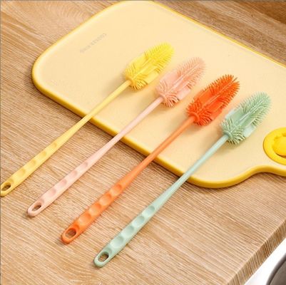 Stocked TPR PP silicone bottiglia spazzola per lavare bottiglie per bambini Long Handle