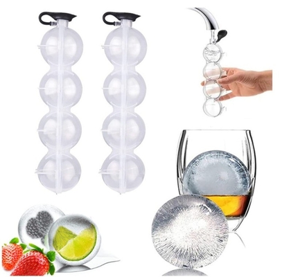 Fabbricante di ghiaccio in silicone fai da te Whiskey Hockey su ghiaccio Stampo a quattro buchi Rotondo Stampo di palla di ghiaccio in plastica