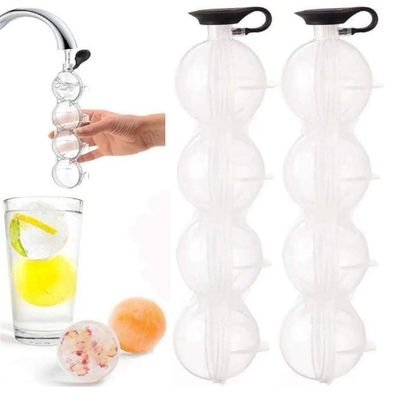 Fabbricante di ghiaccio in silicone fai da te Whiskey Hockey su ghiaccio Stampo a quattro buchi Rotondo Stampo di palla di ghiaccio in plastica