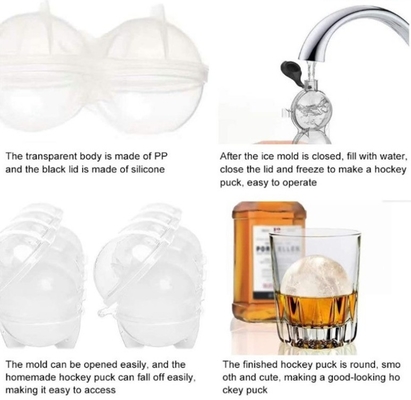 Fabbricante di ghiaccio in silicone fai da te Whiskey Hockey su ghiaccio Stampo a quattro buchi Rotondo Stampo di palla di ghiaccio in plastica