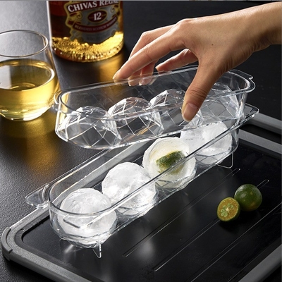 Scatola di ghiaccio a sfere 4 pcs PET in plastica di qualità alimentare Fancy Ice Cube Tray per accessori da cucina