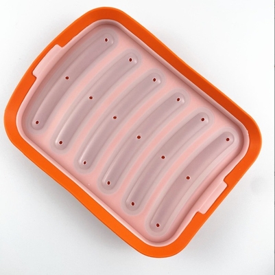 Attrezzi per torte di qualità alimentare fai da te salsiccia di silicone riutilizzabile che crea muffe con 6 cavità hot dog muffe da forno
