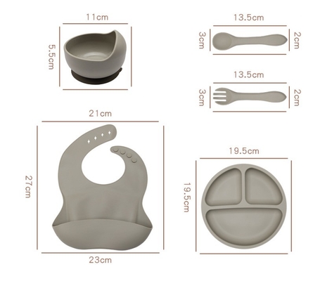 Set di piatti per bambini in silicone di qualità alimentare Set regalo per neonati più venduto senza stile di design
