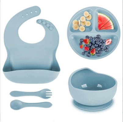 Settile di cucchiaio e cucchiaio in silicone di qualità alimentare per l'alimentazione del bambino senza stile di progettazione facile da pulire