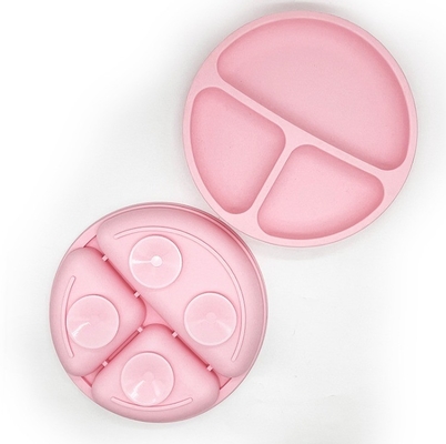 Piatto da pranzo per bambini in silicone antiscivolo senza BPA con tazza di aspirazione e materiale alimentare