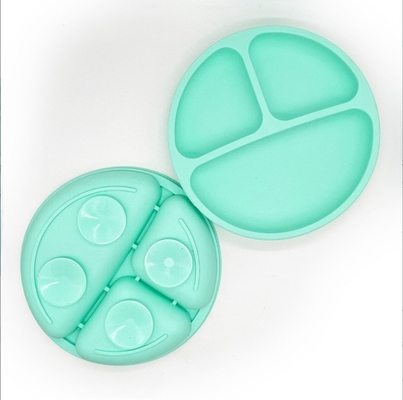 Piatto da pranzo per bambini in silicone antiscivolo senza BPA con tazza di aspirazione e materiale alimentare