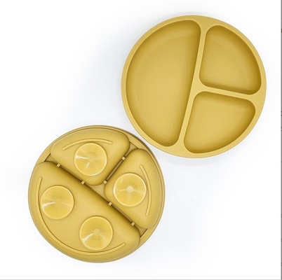 Piatto da pranzo per bambini in silicone antiscivolo senza BPA con tazza di aspirazione e materiale alimentare