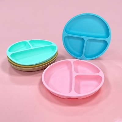 Piatto da pranzo per bambini in silicone antiscivolo senza BPA con tazza di aspirazione e materiale alimentare