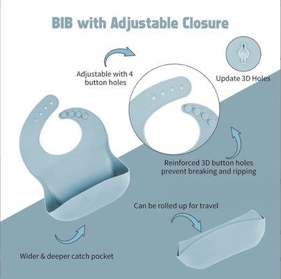 Niente Stile di Design Servitaio in silicone per bambino 5pcs BPA Free Feeding Set Cucchiaio cucchiaio