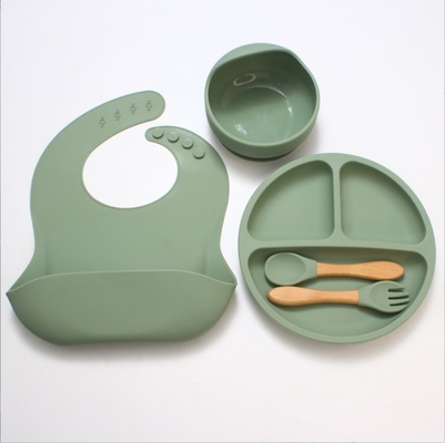 Niente Stile di Design Servitaio in silicone per bambino 5pcs BPA Free Feeding Set Cucchiaio cucchiaio