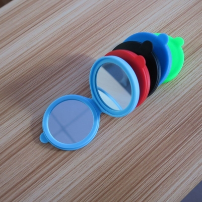 Logo personalizzato doppio lato vetro silicone specchietto tascabile per il regalo trucco stile moderno