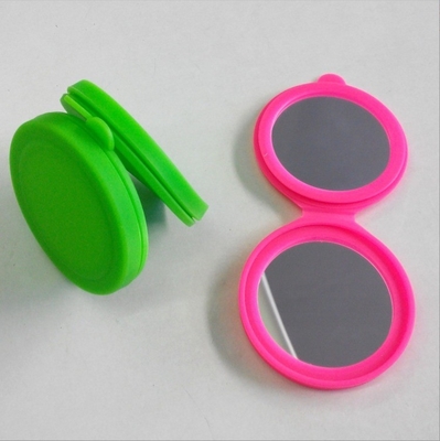 Specchio di tasca in silicone vetro rotondo silicone trucco specchio compatto per portatile noi