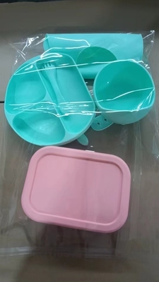 Set di alimenti per bambini in silicone 5pcs migliore sicurezza impermeabile facile pulizia ciotola con cucchiaio Bib