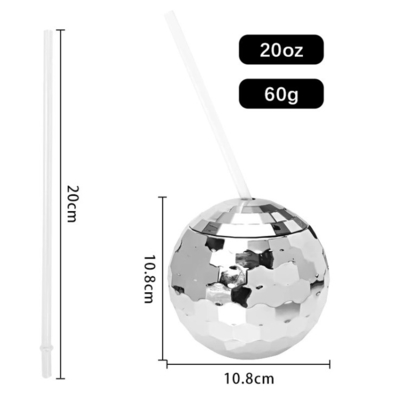 600 ml Coppe di palla da discoteca uniche elettroplate Flash sferiche a doppia parete Coppe di plastica