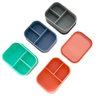 Contenitore per alimenti e cucina 3 compartimenti Bento silicone box per bambini