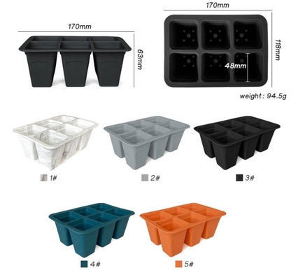 6 cellule Tavolo per bambini in silicone di plastica Quadrati Vaso di fiori Piantatrici per la finitura del giardino