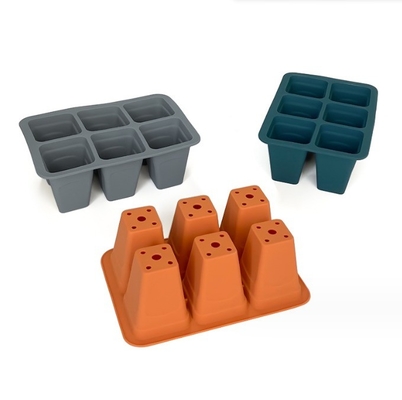 6 cellule Tavolo per bambini in silicone di plastica Quadrati Vaso di fiori Piantatrici per la finitura del giardino